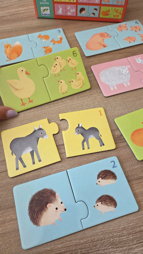 Puzzle duo asociere mama-pui. Djeco