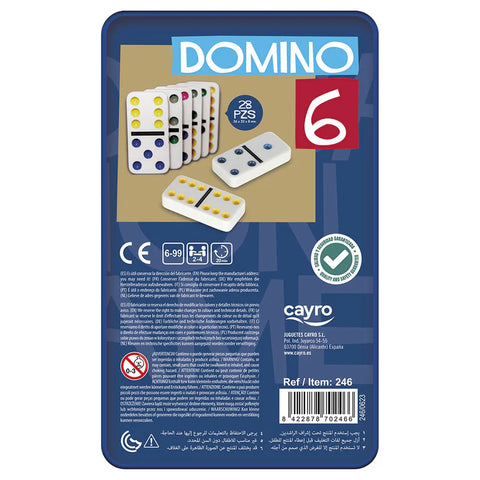 Joc Domino Clasic colorat, in cutie metalica. Cayro