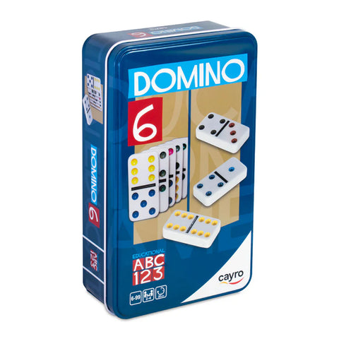 Joc Domino Clasic colorat, in cutie metalica. Cayro