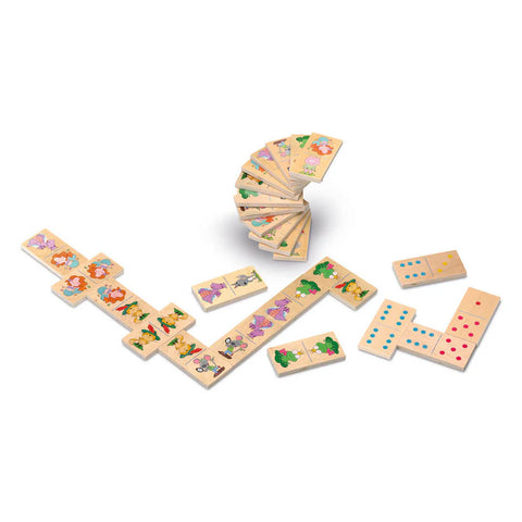 Joc Domino XL din lemn, reversibil, cu Ilustratii. Cayro