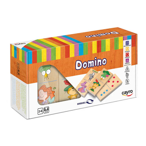 Joc Domino XL din lemn, reversibil, cu Ilustratii. Cayro