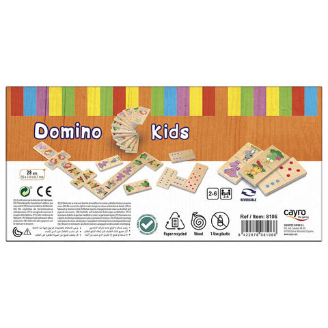 Joc Domino XL din lemn, reversibil, cu Ilustratii. Cayro