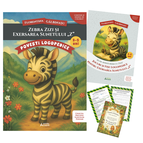 Pachet Zebra Zizi si exersarea sunetului „Z”. Prietenii Sunetelor Poznase