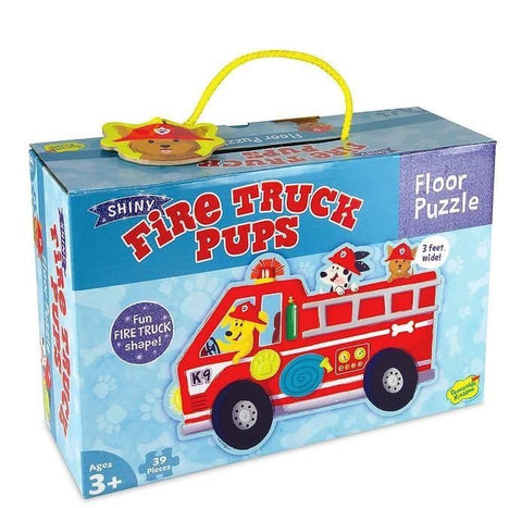 Puzzle de podea Masina de pompieri. Firetruck pups puzzle