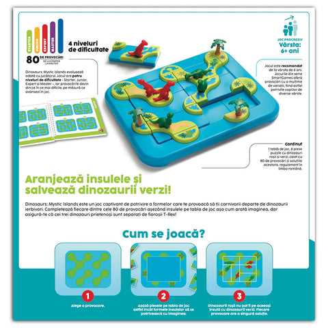 Smart Games - Dinosaurs Mystic Islands, joc de logica cu 80 de provocari