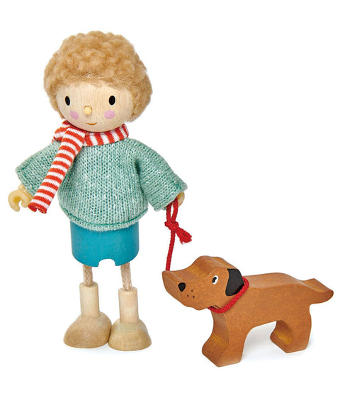 Figurina Domnul Goodwood si cainele din lemn premium - cu membre ajustabile - Tender Leaf Toys