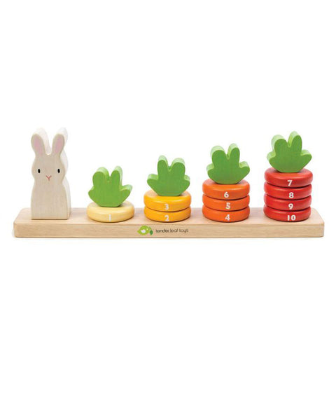 Numaratoarea morcovilor din lemn premium - Counting Carrots - 16 piese - Tender Leaf Toys