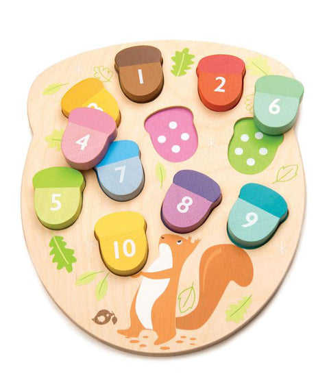 Puzzle educativ Numaram ghinde, din lemn premium - Tender Leaf Toys