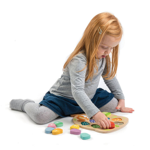 Puzzle educativ Numaram ghinde, din lemn premium - Tender Leaf Toys
