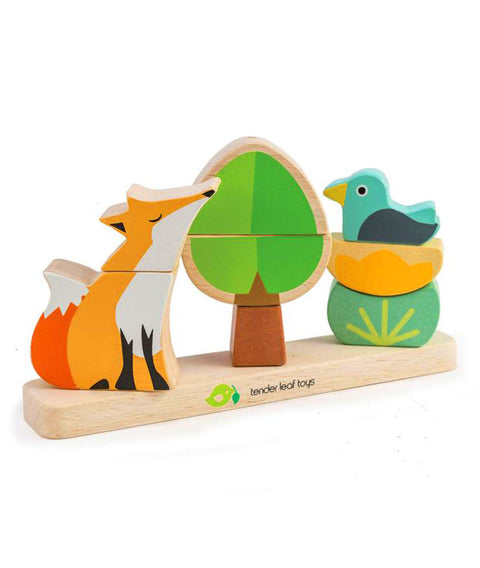 Puzzle educativ magnetic - Vulpea in padure, din lemn premium - Foxy Magnetic Stacker - 8 piese - Tender Leaf Toys