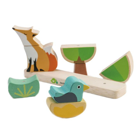 Puzzle educativ magnetic - Vulpea in padure, din lemn premium - Foxy Magnetic Stacker - 8 piese - Tender Leaf Toys