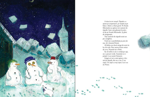 Trei oameni de zapada si-un catel tot de zapada