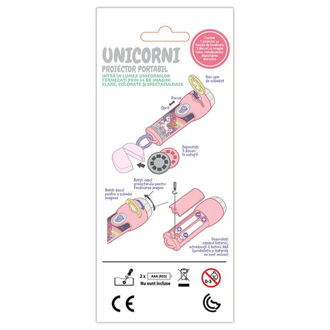 UNICORNI - Proiector portabil pentru copii, 24 imagini clare, colorate si spectaculoase