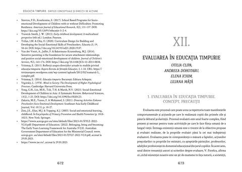 EDUCATIA TIMPURIE. Sinteze conceptuale si directii de actiune