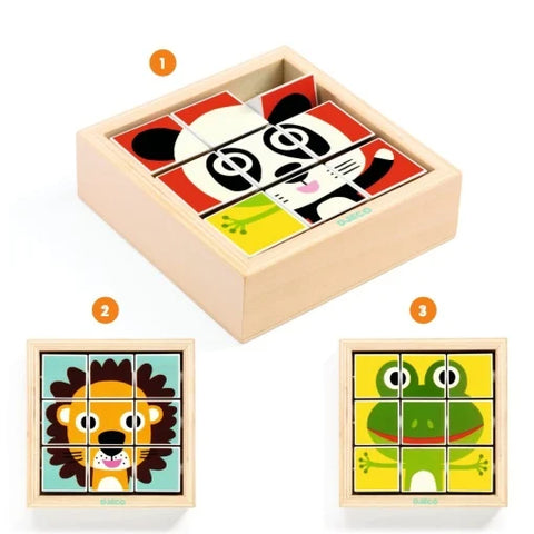 Puzzle din cuburi Tournanimo. Djeco