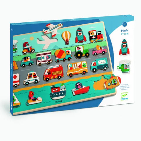 Puzzle din lemn Vroom-vroom. Djeco