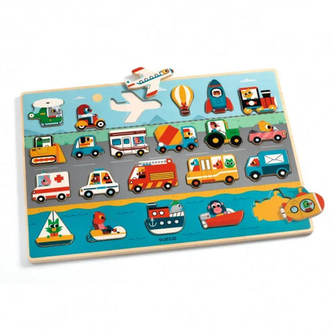Puzzle din lemn Vroom-vroom. Djeco