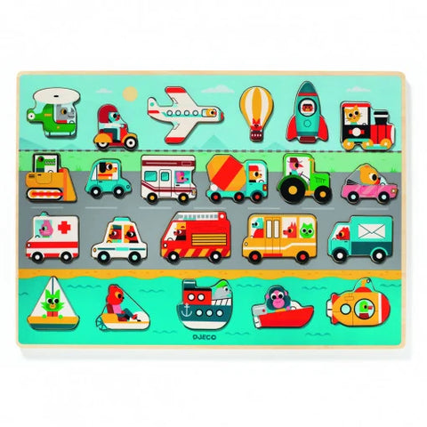 Puzzle din lemn Vroom-vroom. Djeco
