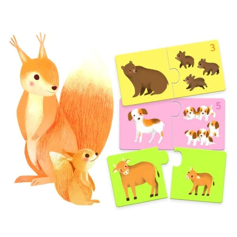 Puzzle duo asociere mama-pui. Djeco