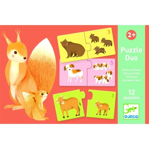 Puzzle duo asociere mama-pui. Djeco