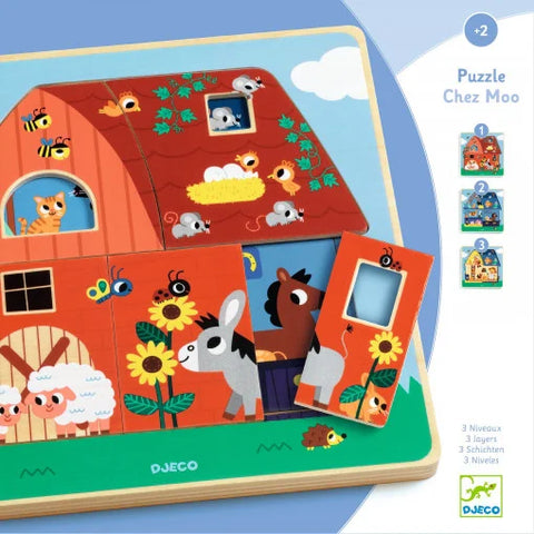 Puzzle straturi Animale de la ferma. Djeco - DJ01482