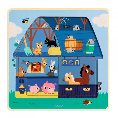 Puzzle straturi Animale de la ferma. Djeco - DJ01482