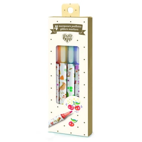 Set 4 markere cu sclipici Tinou. Djeco