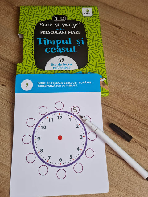 Timpul si ceasul pentru prescolari mari.Scrie si sterge! – Jucarii ...
