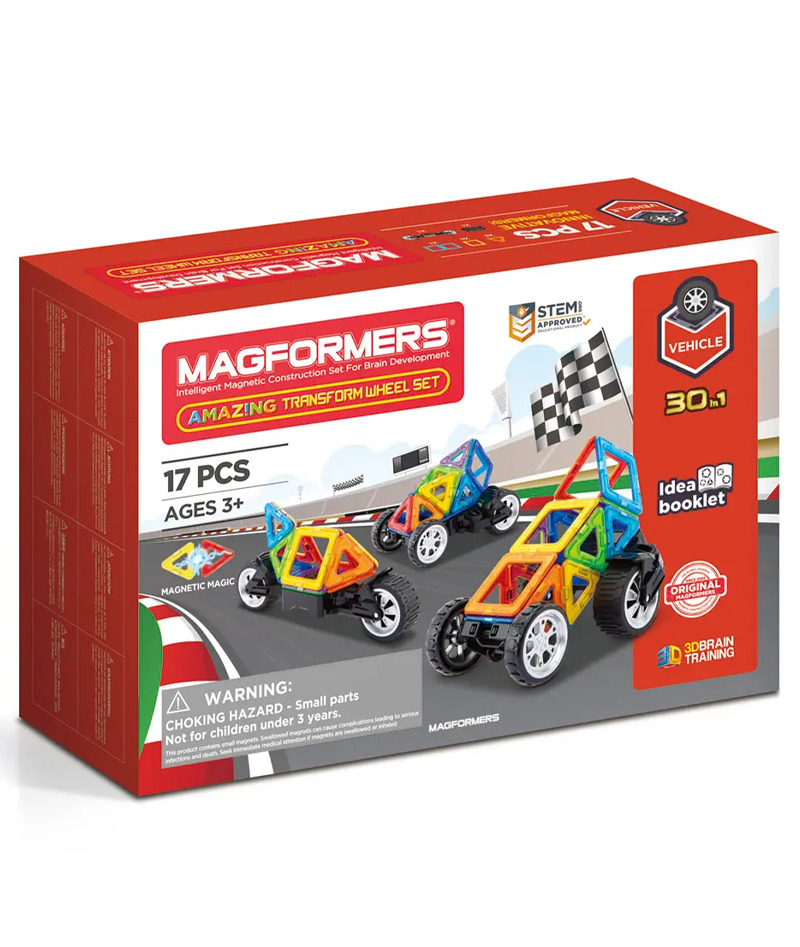 Joc-magnetic-de-constructie-Magformers-Amazing-Transform-Wheels-Set-Vehicule-17-piese